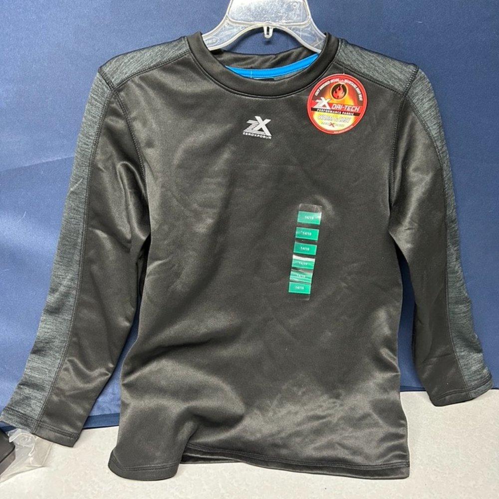 NWT Boys Black ZeroXposur Dri-Tech Warm & Cozy Shirt size Large (14/16)